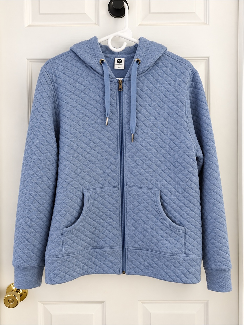 FREE2B XL Indigo Blue Quilted Full Zip Hoodie Jacket Size XL